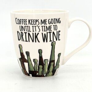 Coffee & Wine Humorous Mug Pfaltzgraff Bottle Design Dishwasher Microwave Safe
